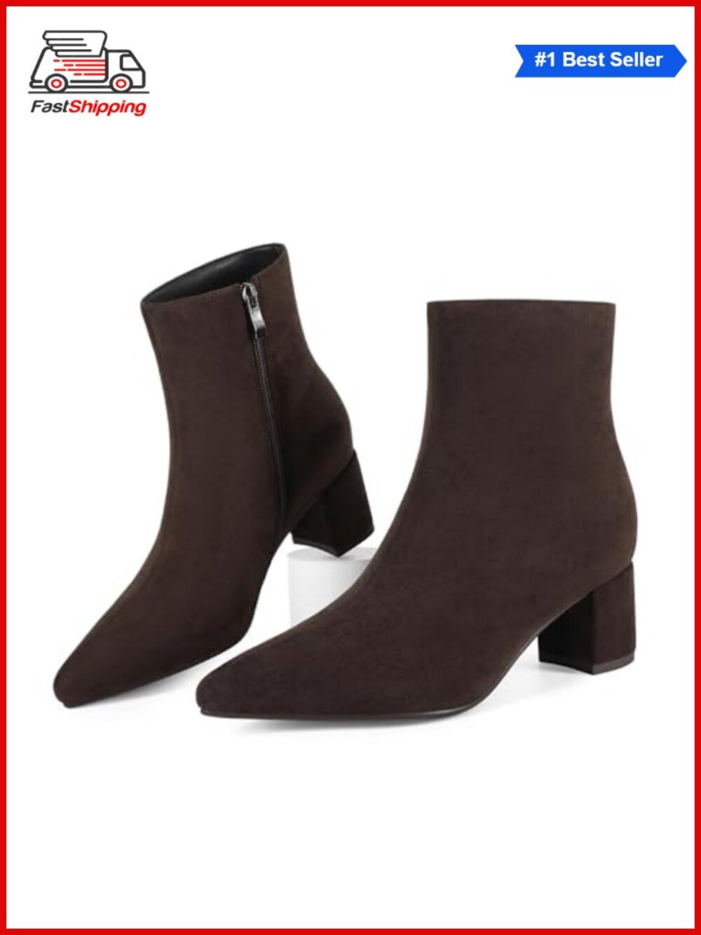 Women's Pointed Toe Ankle Boot Chunky Block Low Heel